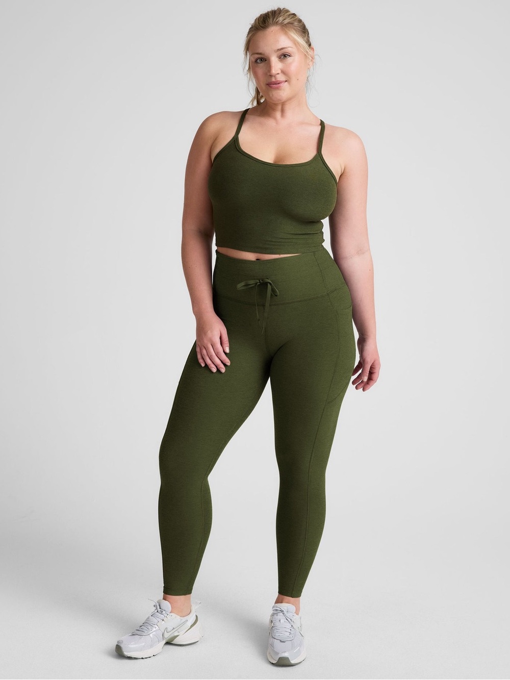 Beyond Yoga Spacedye Go Pocket Midi Legging Army Green Heather Size Small